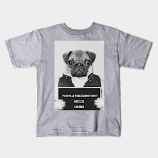 Mug Shot with Criminal Pug Kids T-Shirt